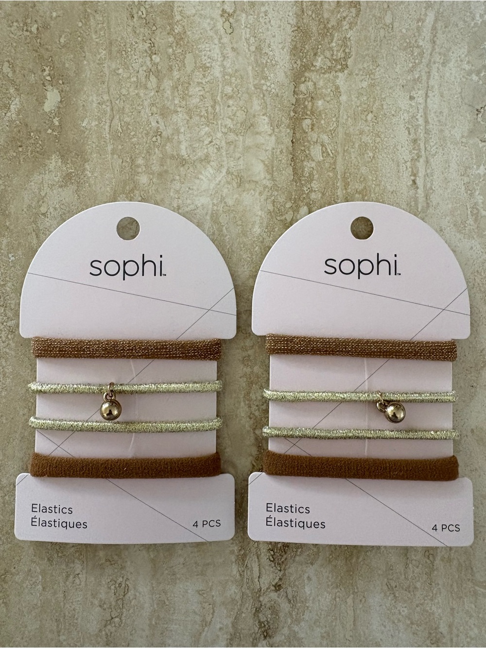 Women's 4-Pack Brown and Gold Elastic Hair Ties